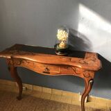 Wooden Console with Smoked Glass, 1950s