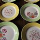 Lot 6 flat plates Flowers Yellow Green Lunéville mismatched