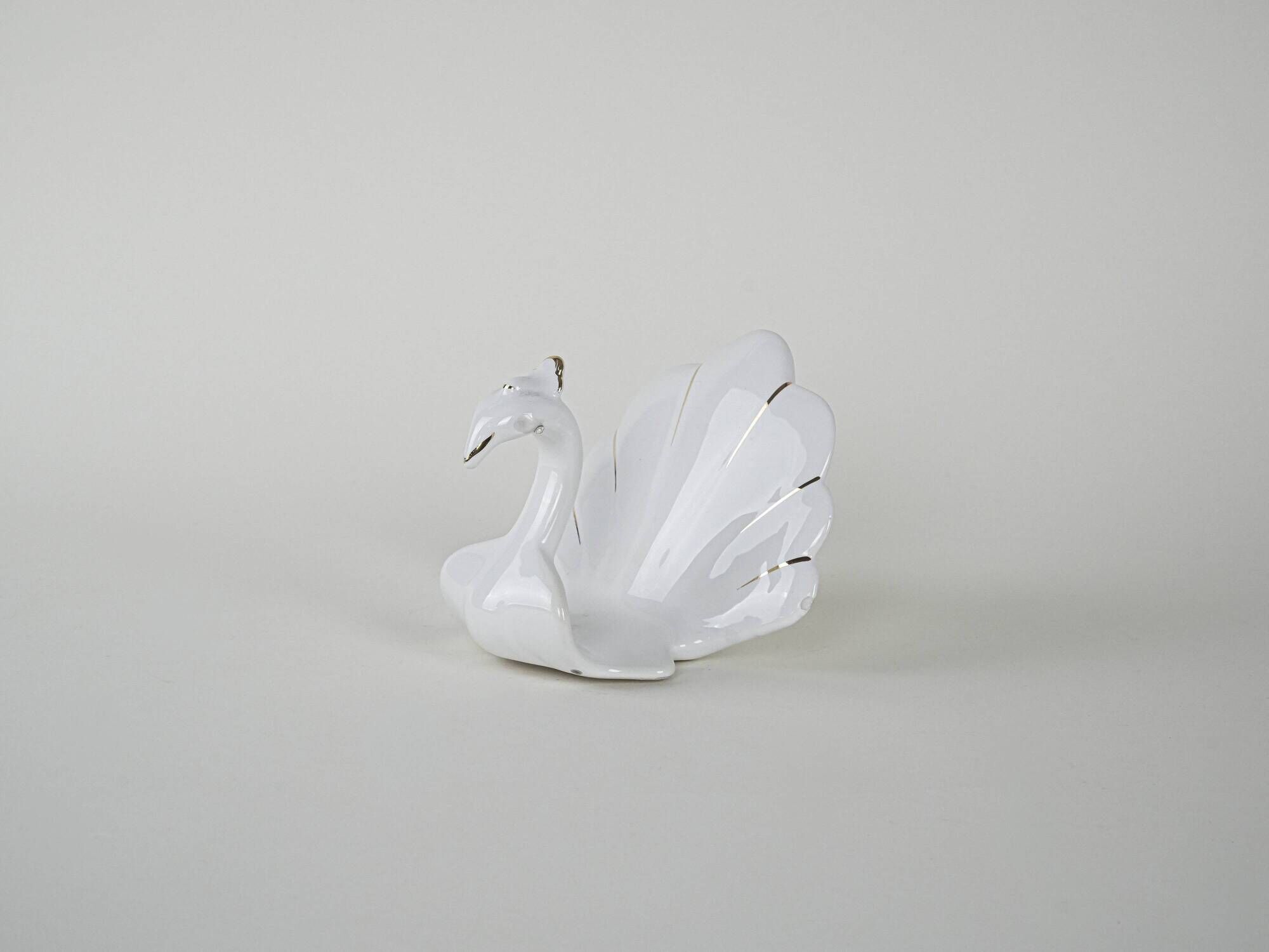 Porcelain peacock figurine, Italian design, 1970s, made in Italy