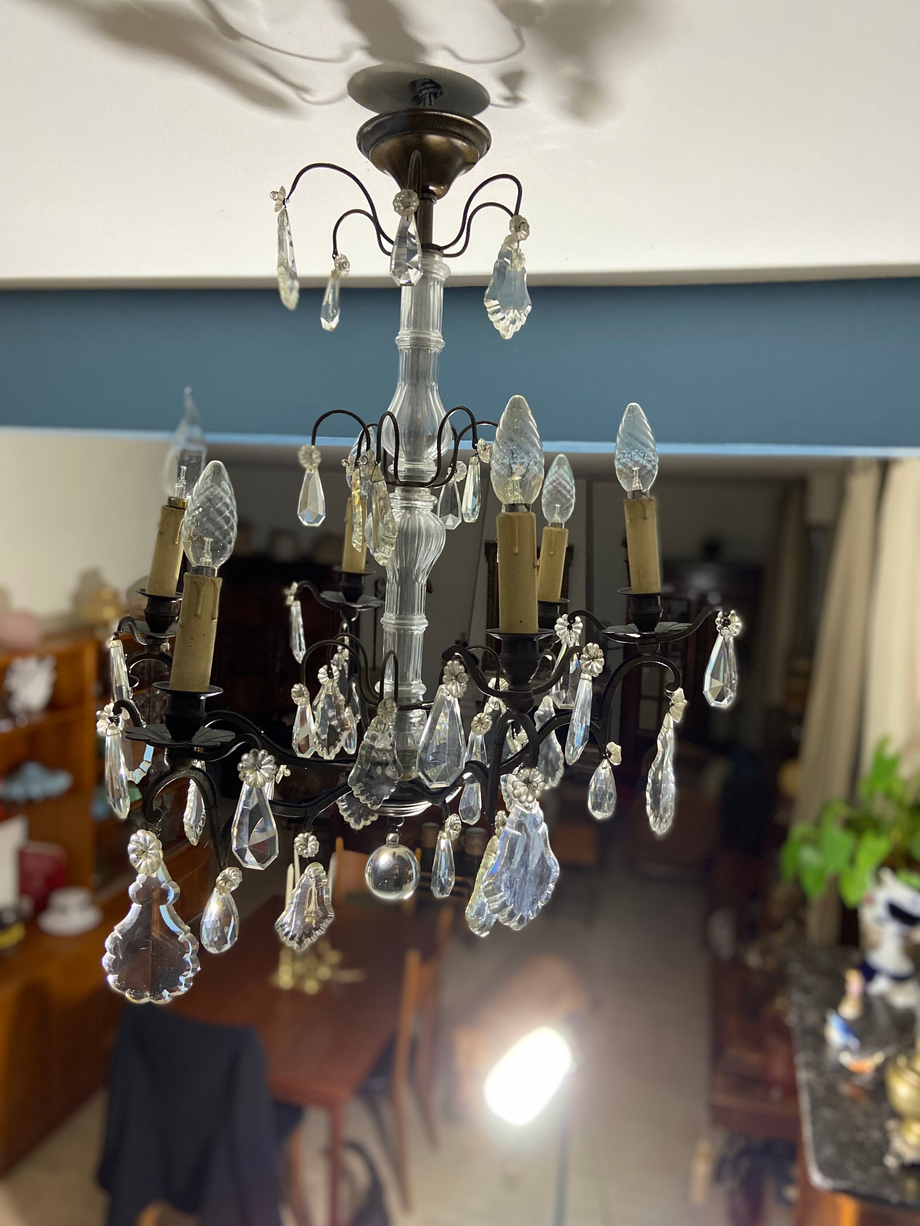 Grapevine chandelier NINETEENTH bronze and crystal