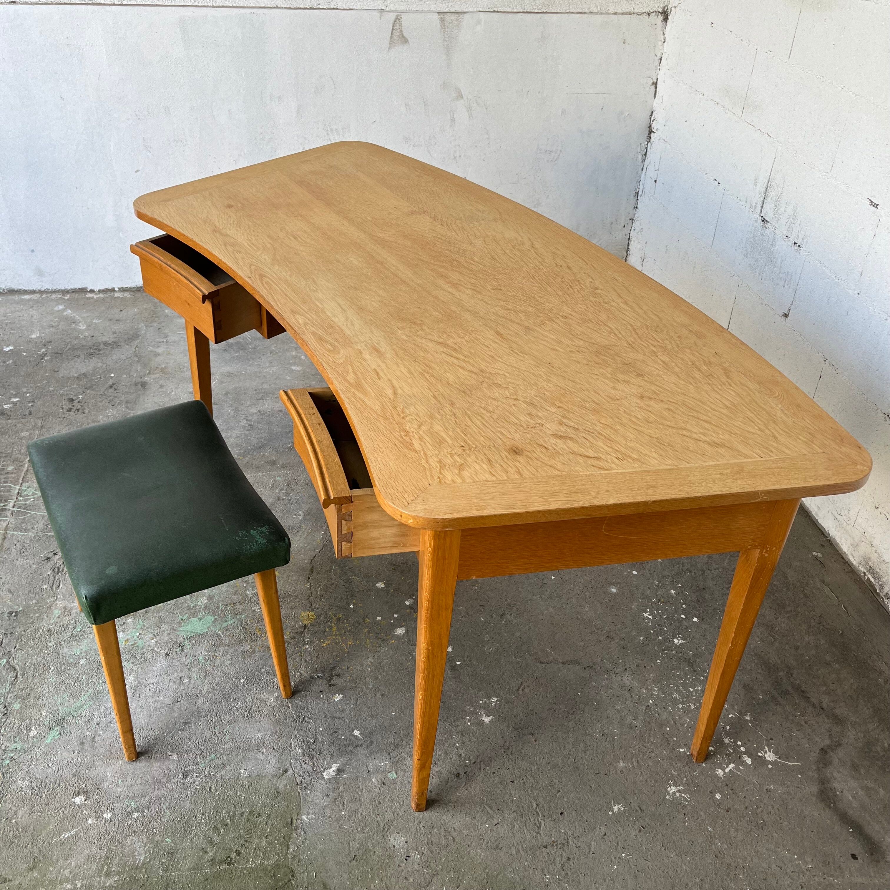 Curved oak desk - 40s