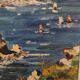 Painting of a seaside cove near Porto, circa 1950