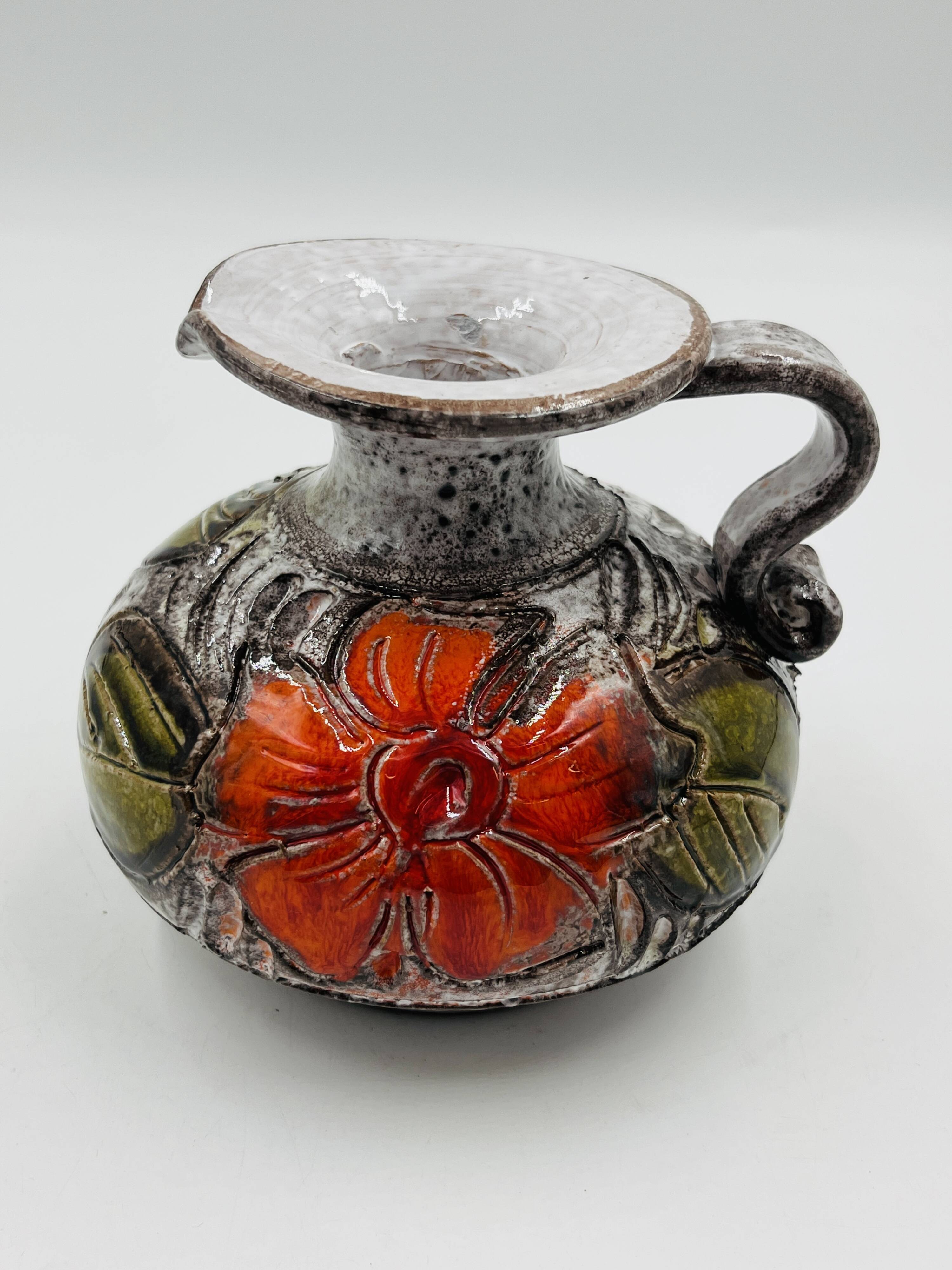 Bowl Vase "Flower Power" – Vintage Italian Ceramic (Brutalist Style)