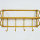 4-patère wall door and shelf. Vintage rattan coat hanger. Year 60