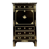 Secretary in black lacquered wood and gilded bronze