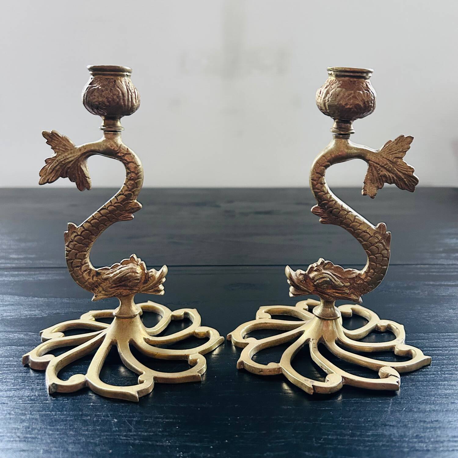 Pair of gilded bronze candlesticks