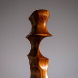 Minimalist abstract handcarved wooden sculpture