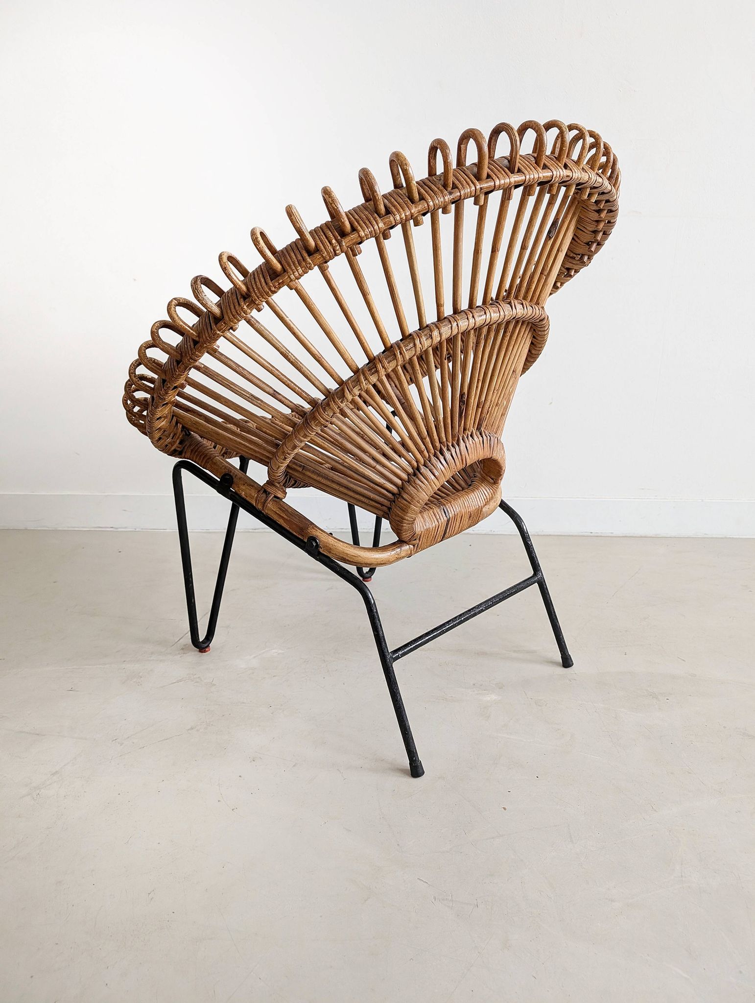 French Rattan Lounge Chair 1960s