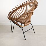 French Rattan Lounge Chair 1960s