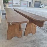 Pair of antique rustic farmhouse benches