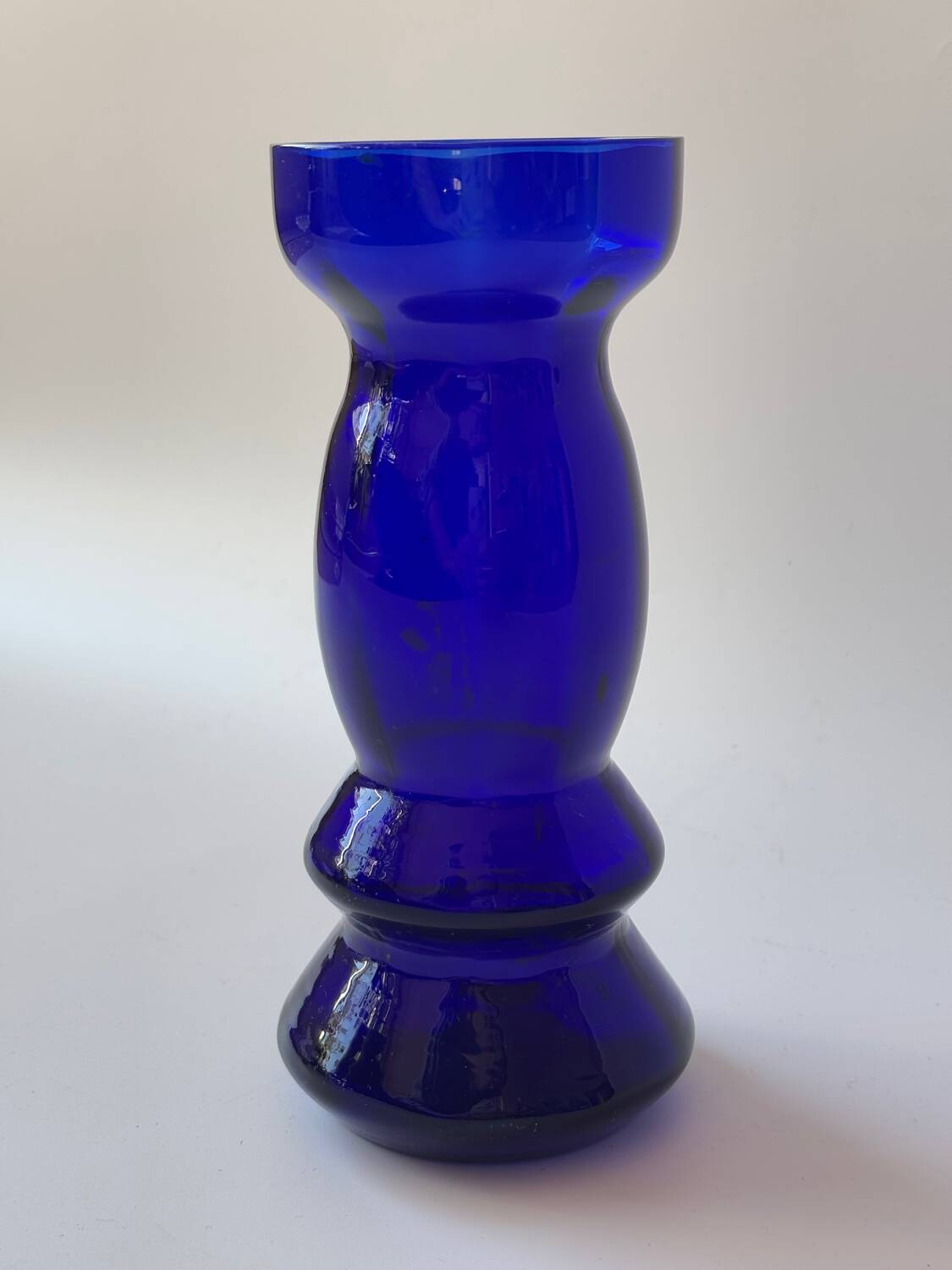 Cobalt blue blown glass vase 17.5cm