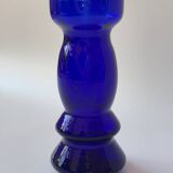 Vase en verre soufflé bleu cobalt 17,5cm