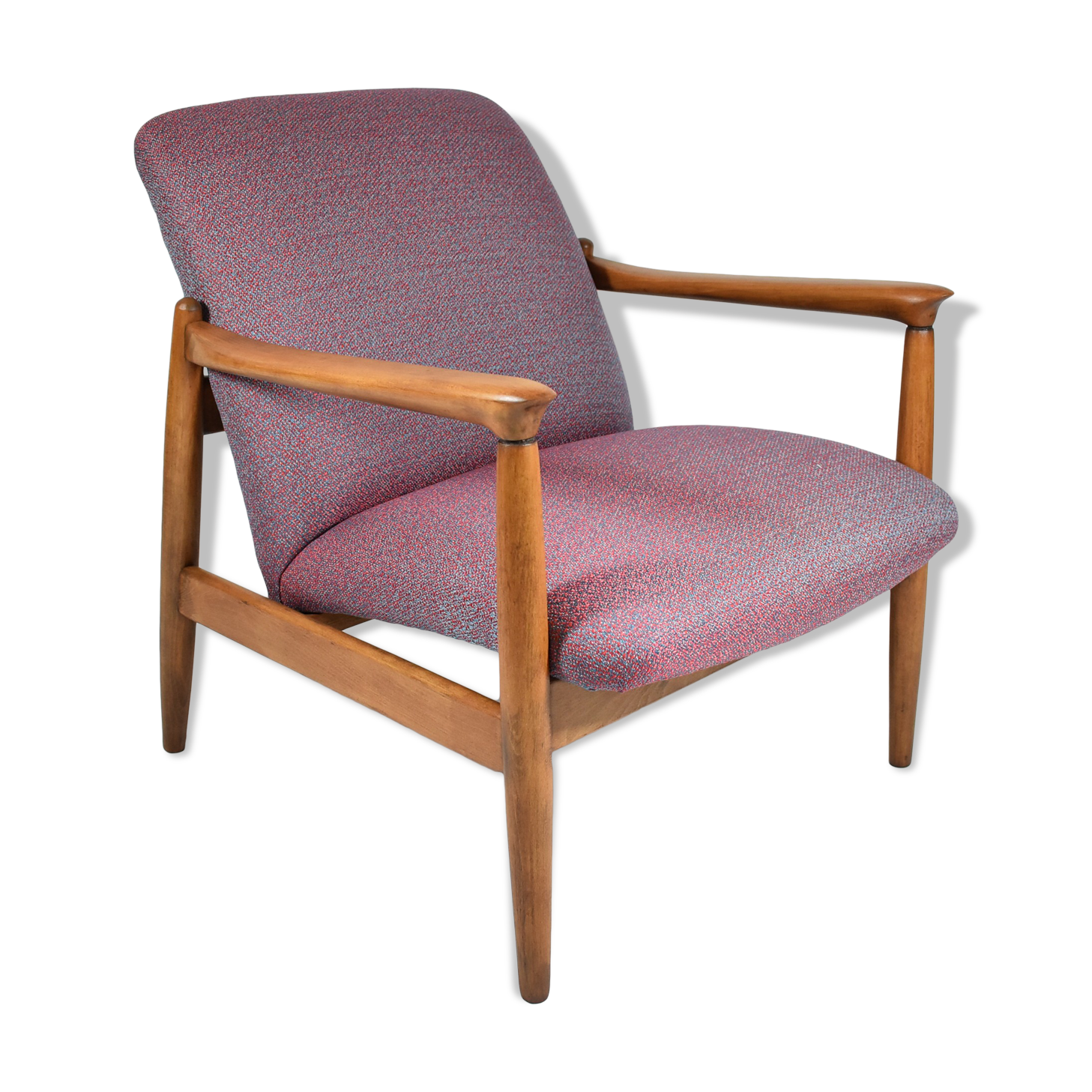 Original restored armchair GFM-64, designer E.Homa, 1960s, Teak