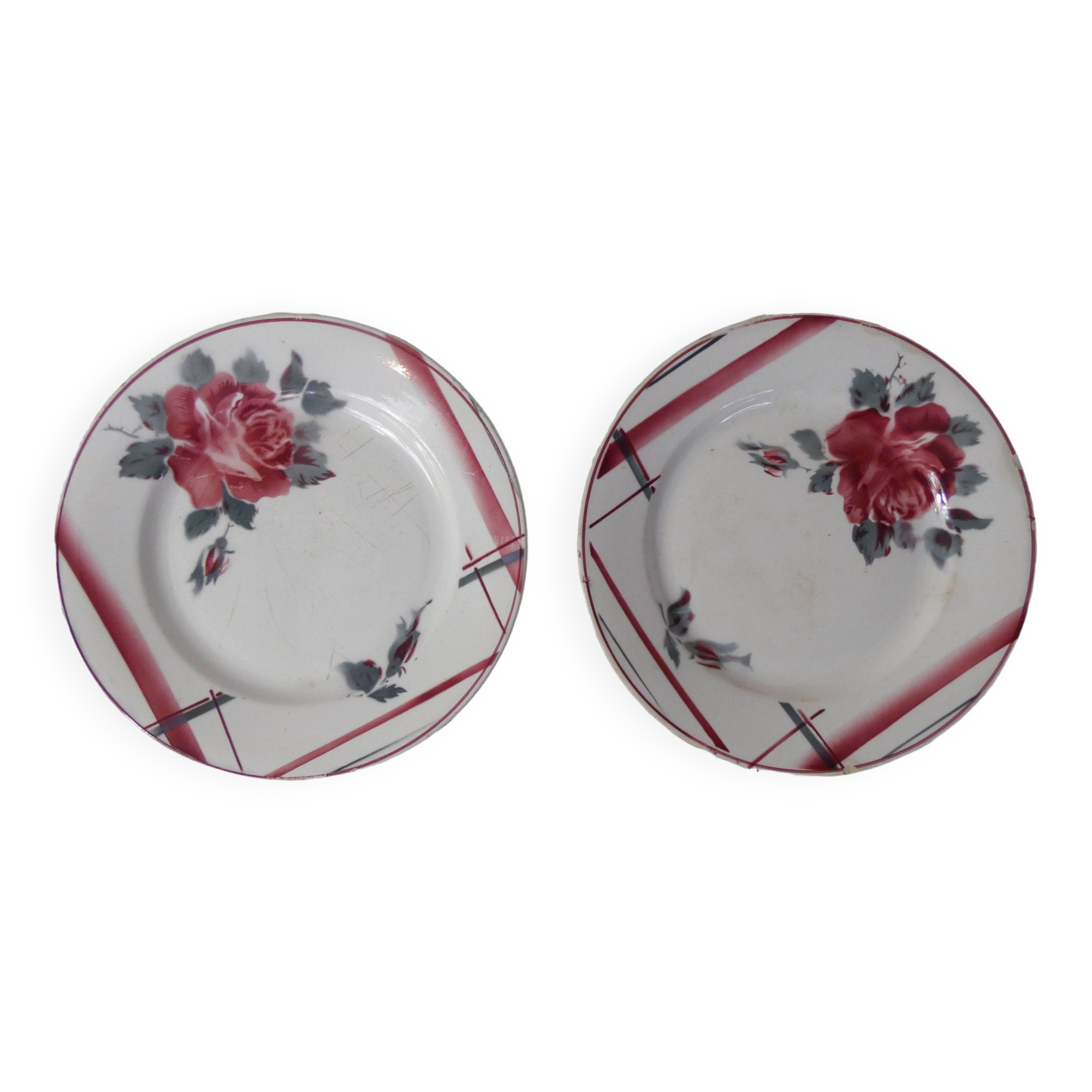 Digoin sarreguemines 2 flat plates la rose