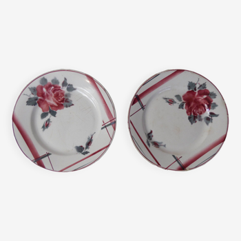 Digoin sarreguemines 2 flat plates la rose