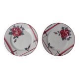 Digoin sarreguemines 2 flat plates la rose