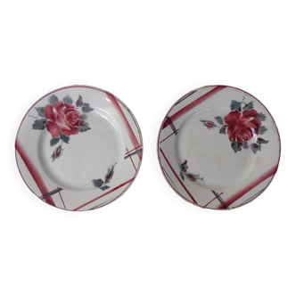 Digoin sarreguemines 2 assiettes plates la rose