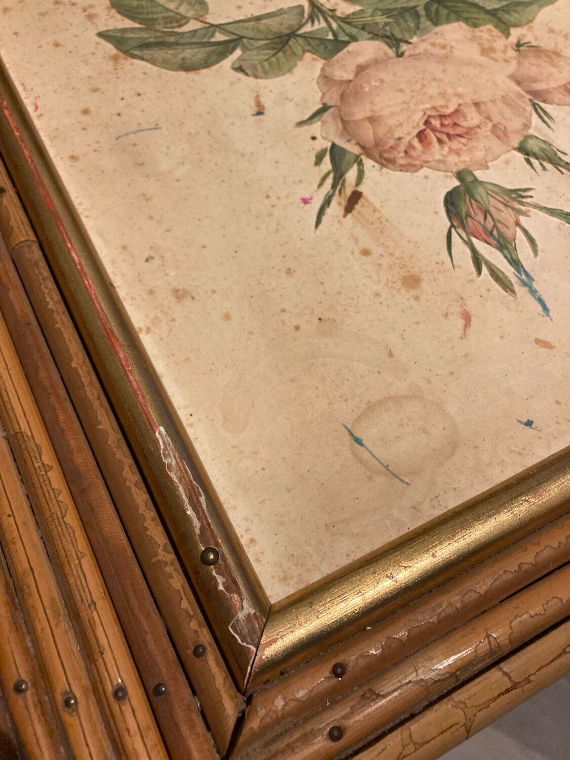 Hairdresser, vintage rattan desk, in the style of Audoux Minet.