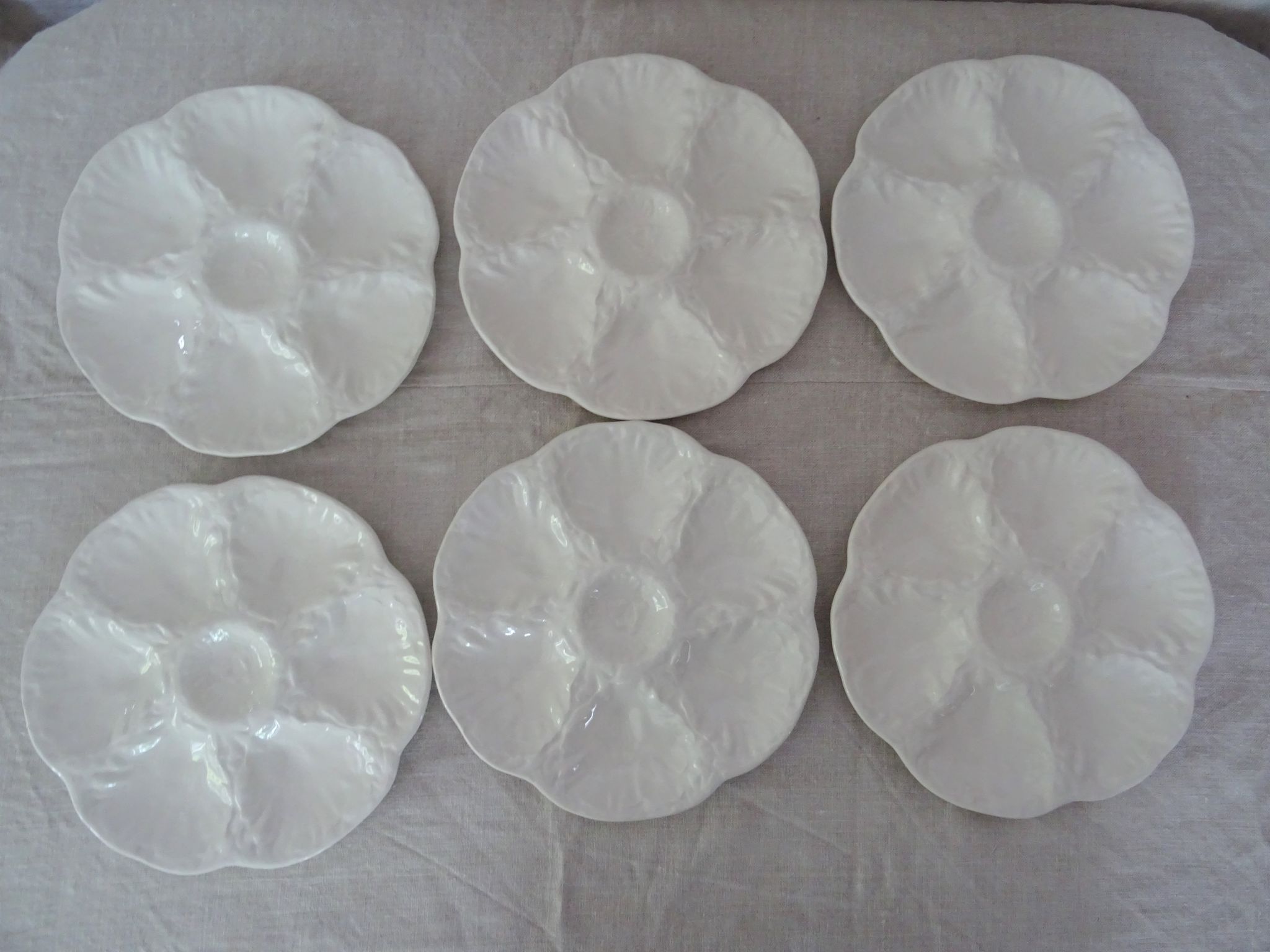 6 Plates with oysters white manufacture GIEN old
