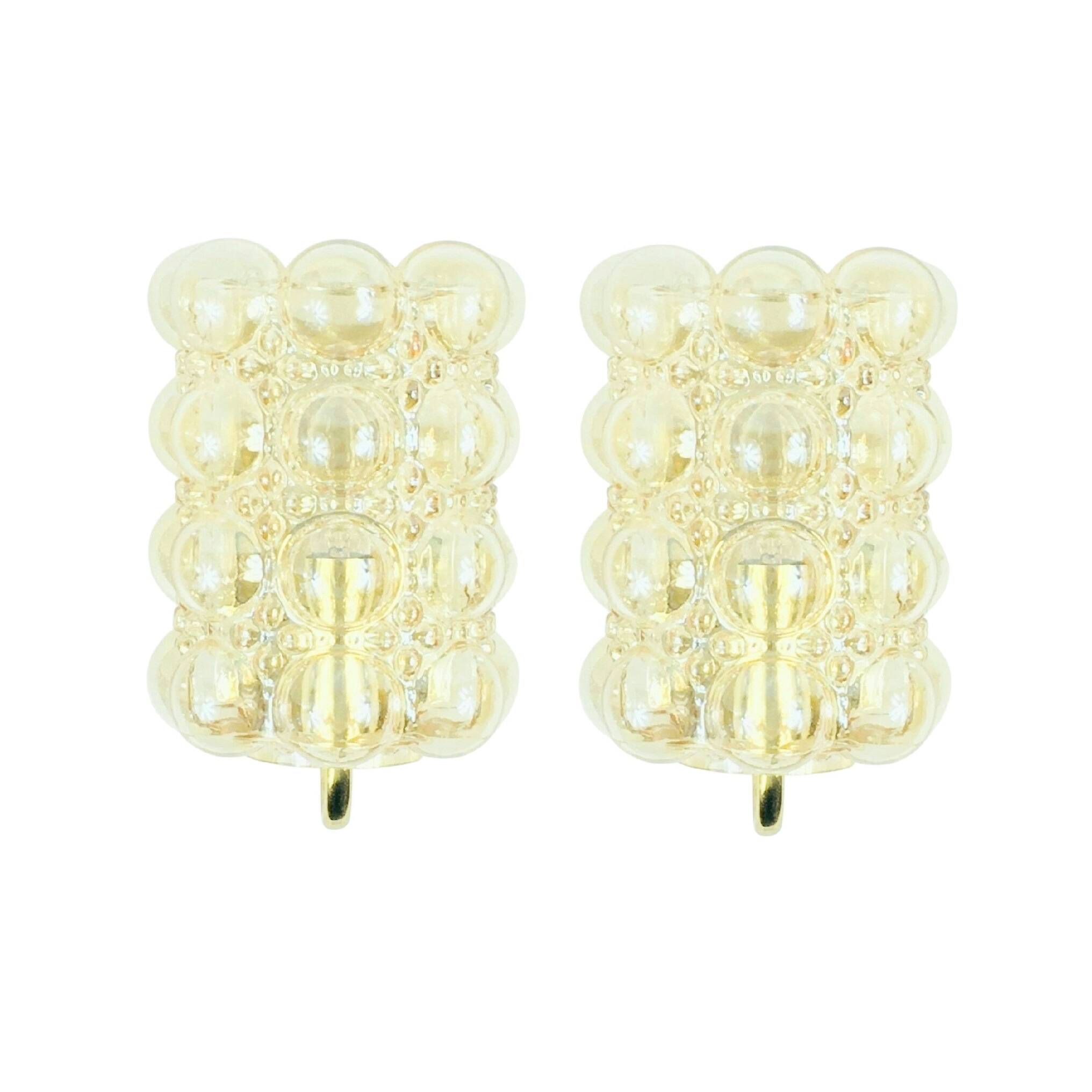 Pair Of Mid Century Bubble Glass Wall Lights - H. Tynell for Limburg, 1960s