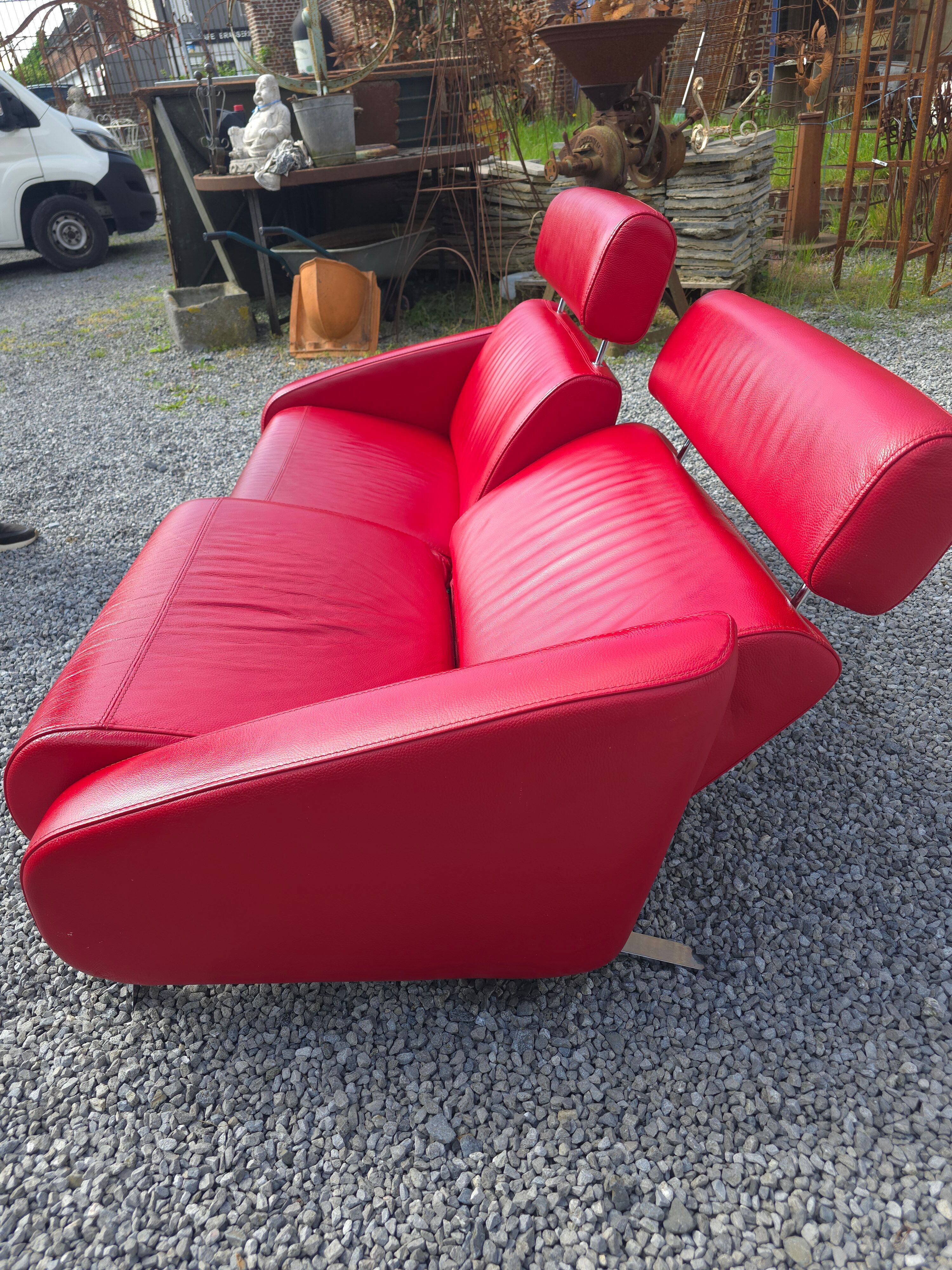 Canapé Steiner en cuir rouge