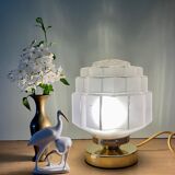 Vintage art deco globe table lamp in frosted glass