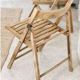 Pair of folding wooden chairs