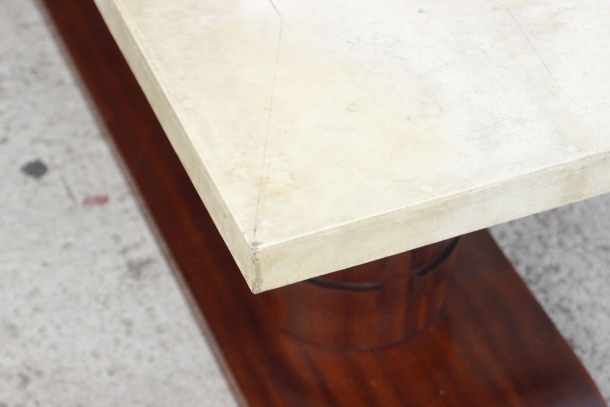 Coffee table in wood and parchment, France, 1930s