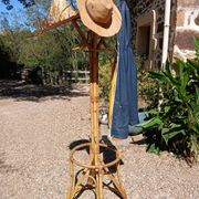 Vintage coat rack in bamboo and rattan