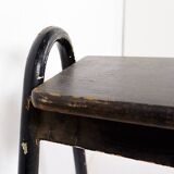 Banc en bois et métal tubulaire noir, 1950