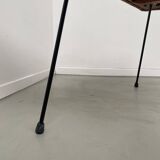 Table basse osier tressé et métal 1960