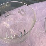 4 art deco wine glasses, chiseled floral pattern, glass and crystal