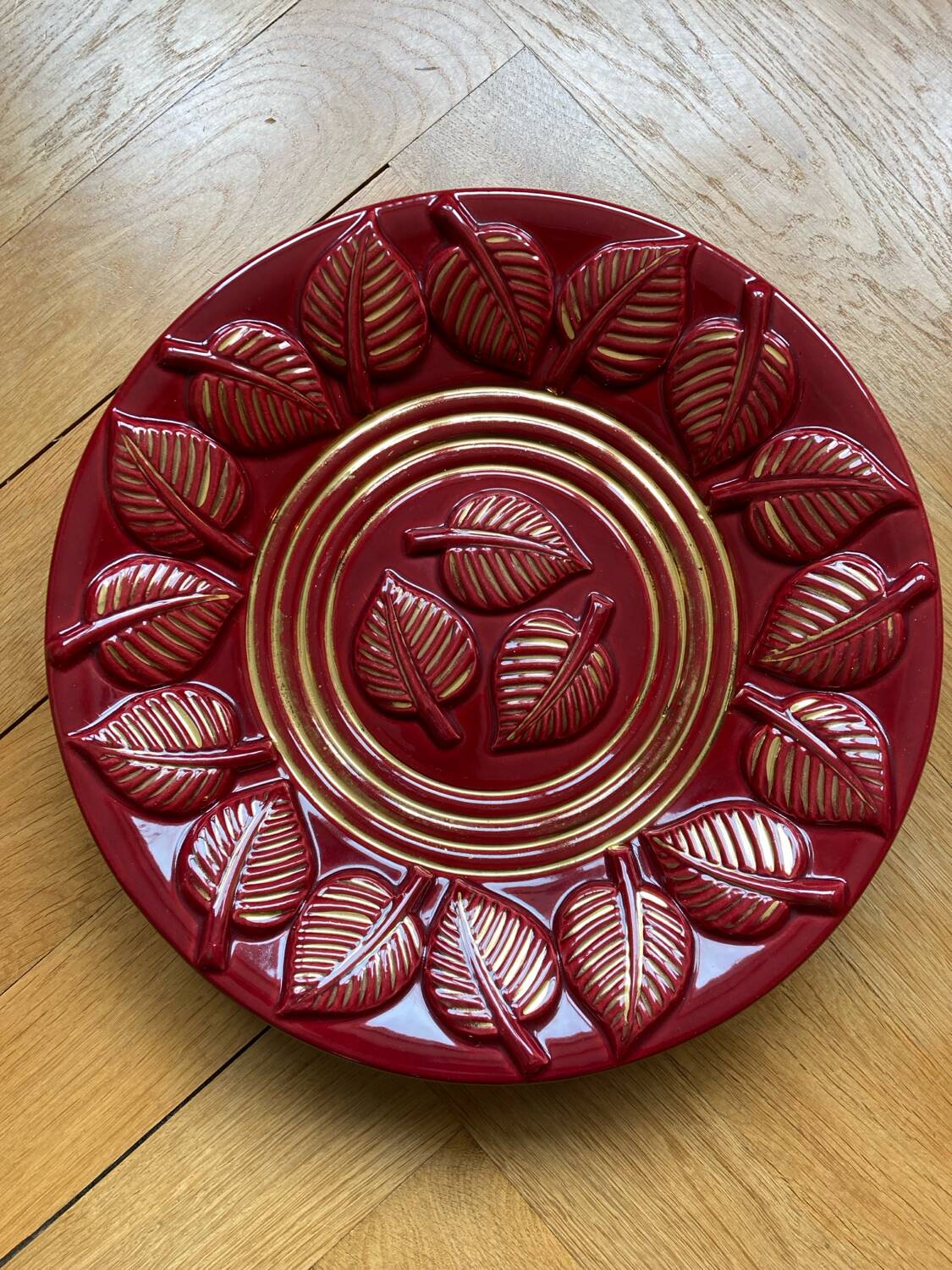 Fruit bowl - Saint Clément burgundy and gold dish