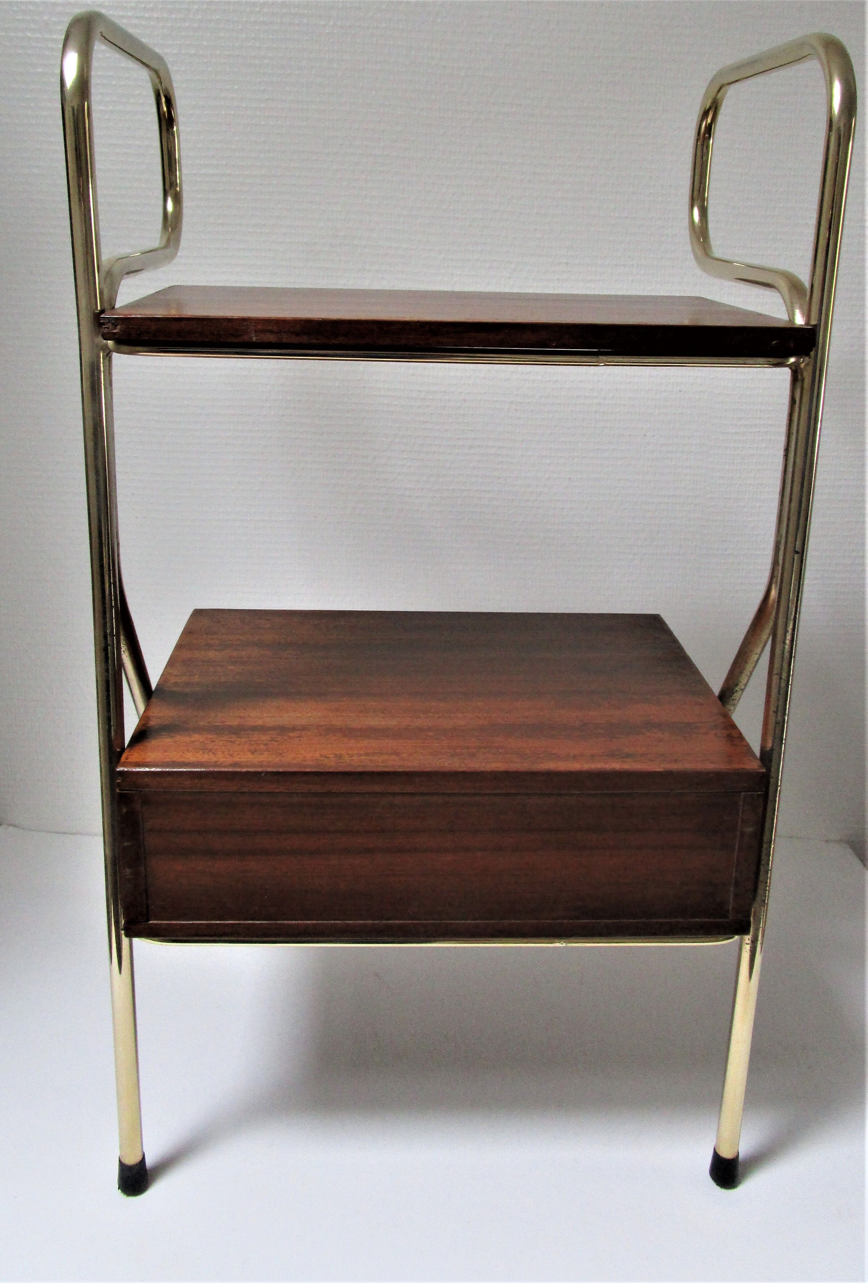Bedside design in wood and gold metal 50s/60s