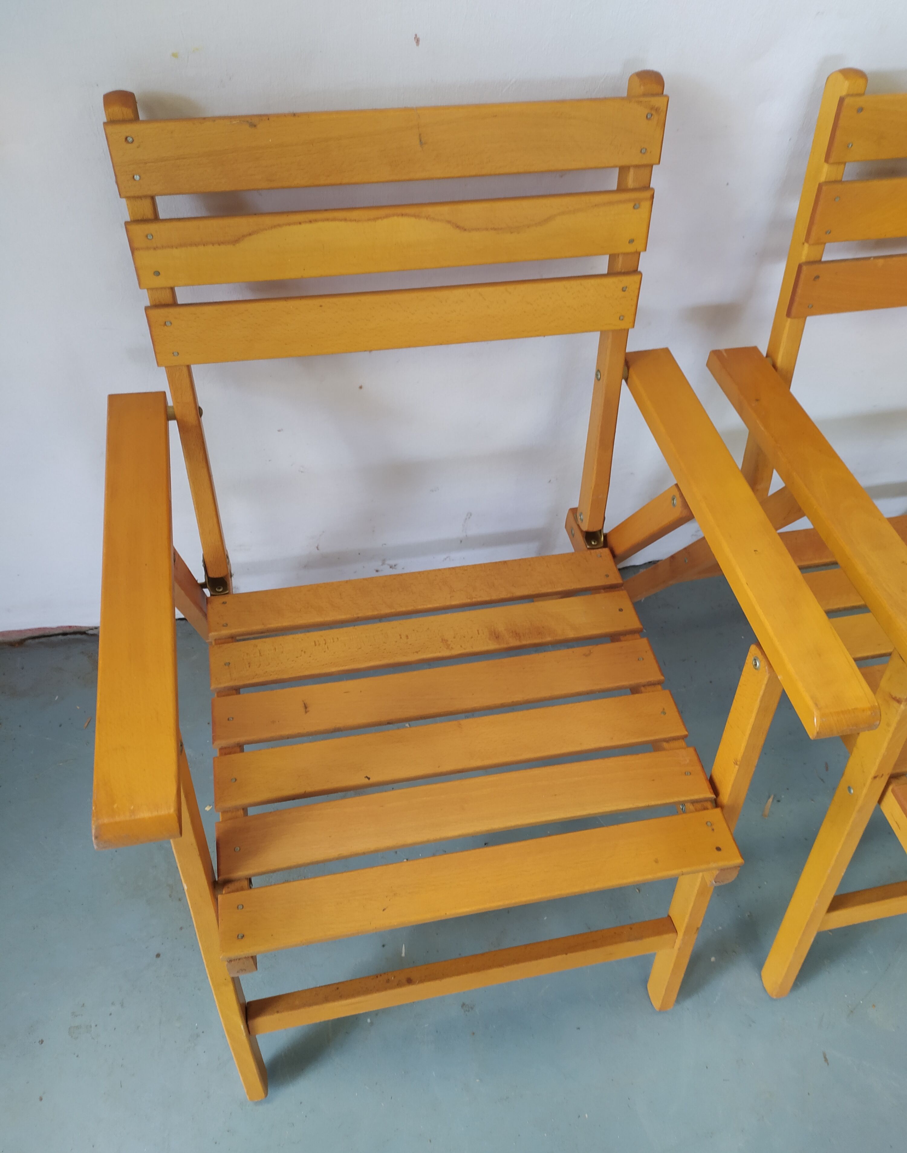 Paire de fauteuils de jardin pliants pieds compas Dejou