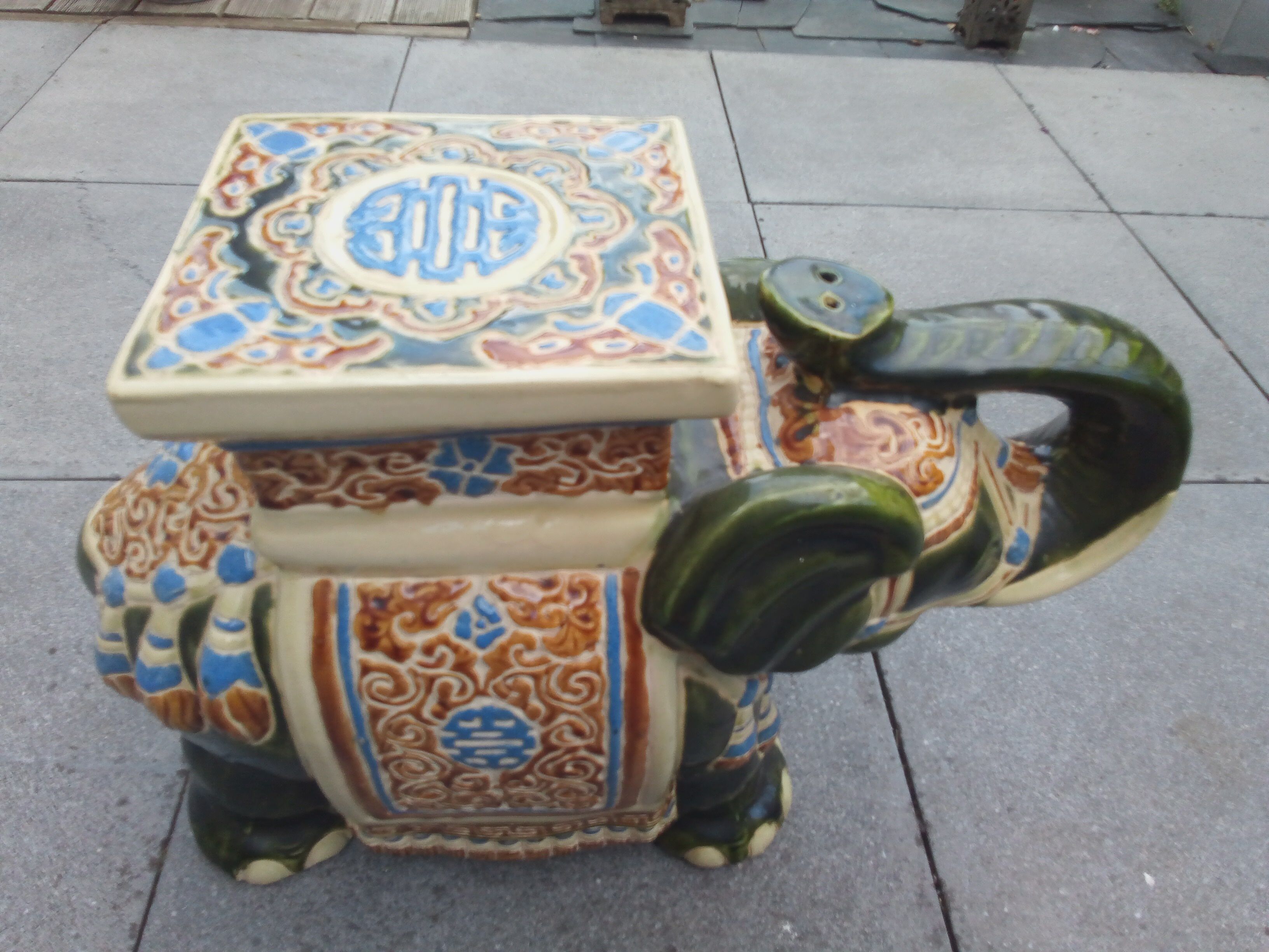 Elephant earthenware plant holder 1960