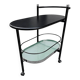 Black oval drinks trolley / bar cart / 1980s