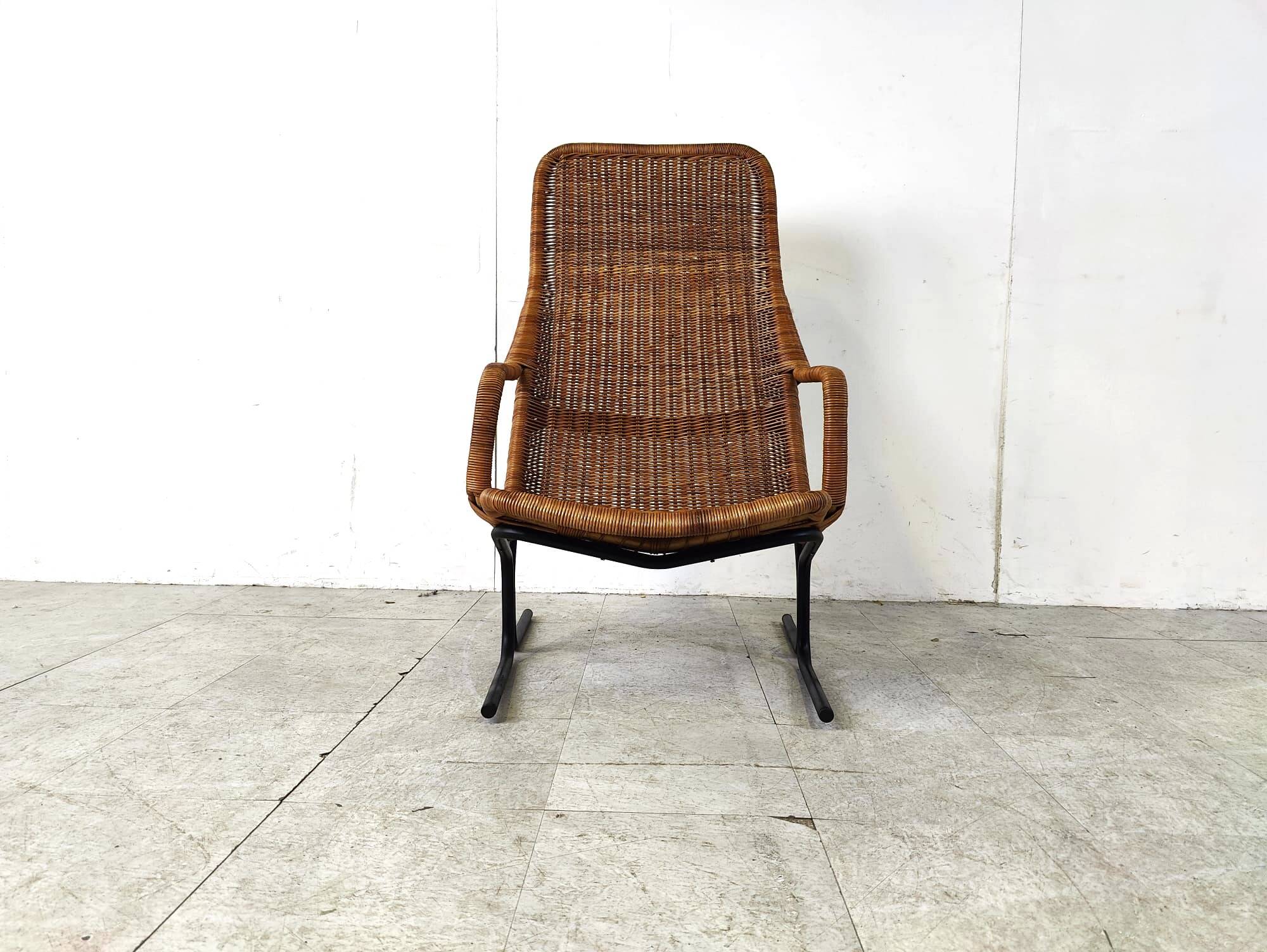 Mid-Century Wicker lounge chair by Dirk Van Sliedrecht, 1960's, Netherlands