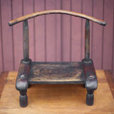 African chair in brutalist wood, vintage wood chair, Baoulé chair from Ivory Coast, decoration