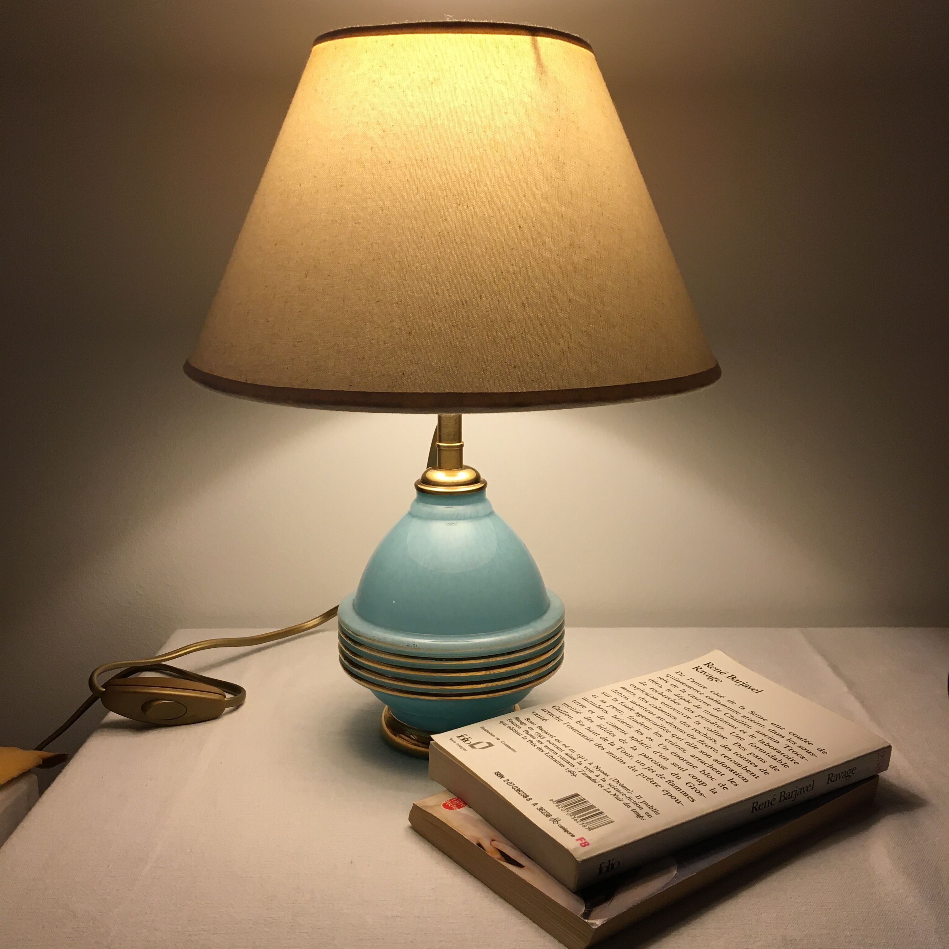 Blue clichy glass lamp foot