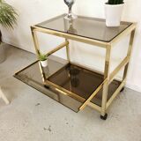 Serving table in brass and glass