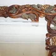Vintage Black Heavily Carved Wooden Forest Wall Mirror