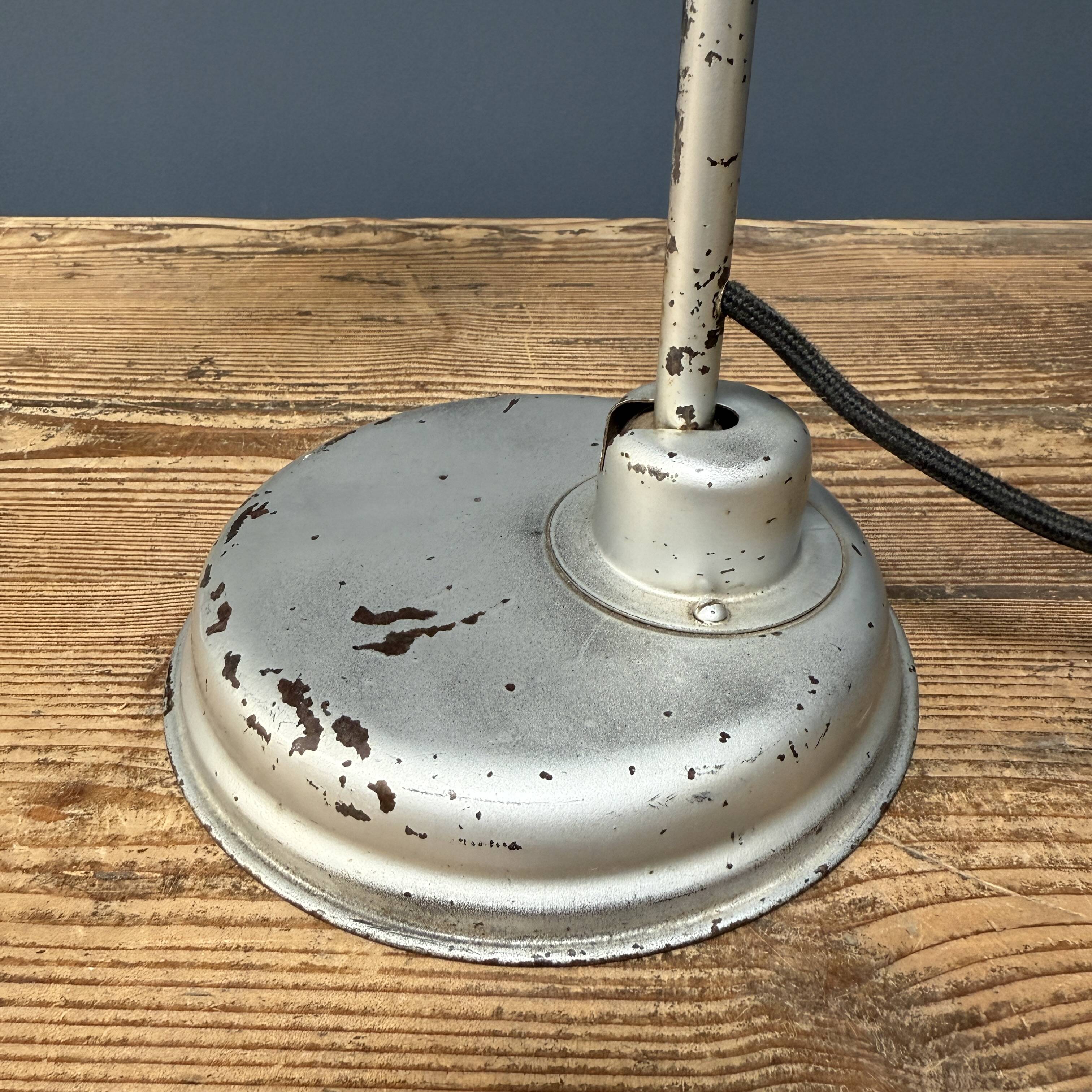 Silver-grey Bauhaus desk lamp