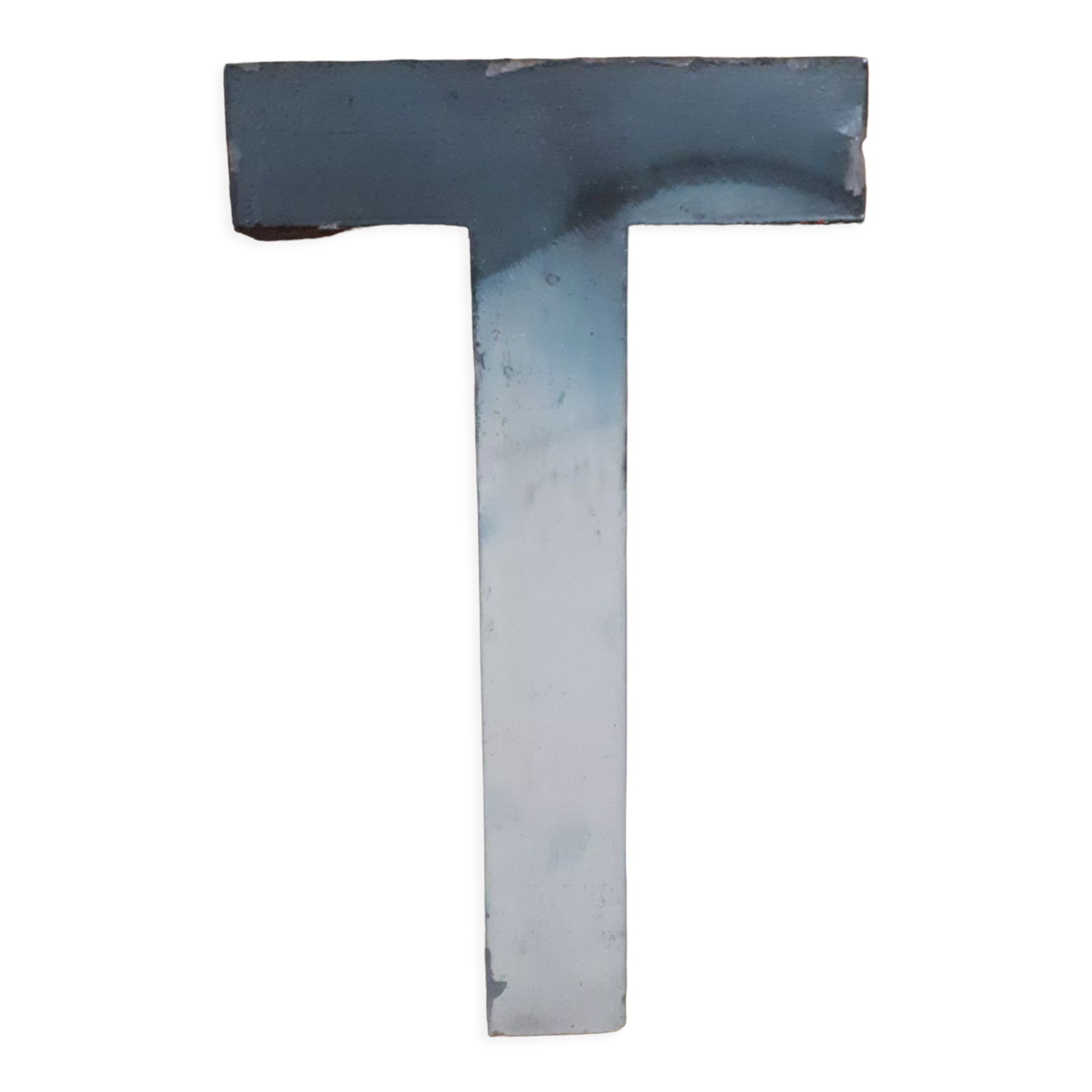 sign letter T metal zinc vintage 1950 1960