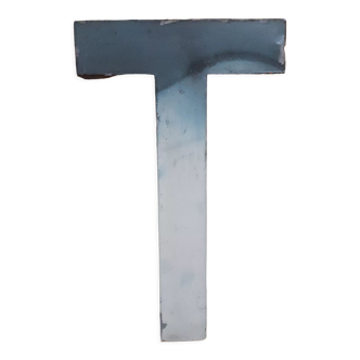 sign letter T metal zinc vintage 1950 1960