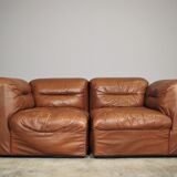 Cognac leather armchairs by BL Arredamenti, 1970s, set of 4