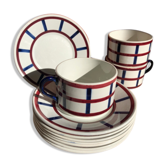 Set 8 assiettes et 3 tasses HBCM Montereau Béarn