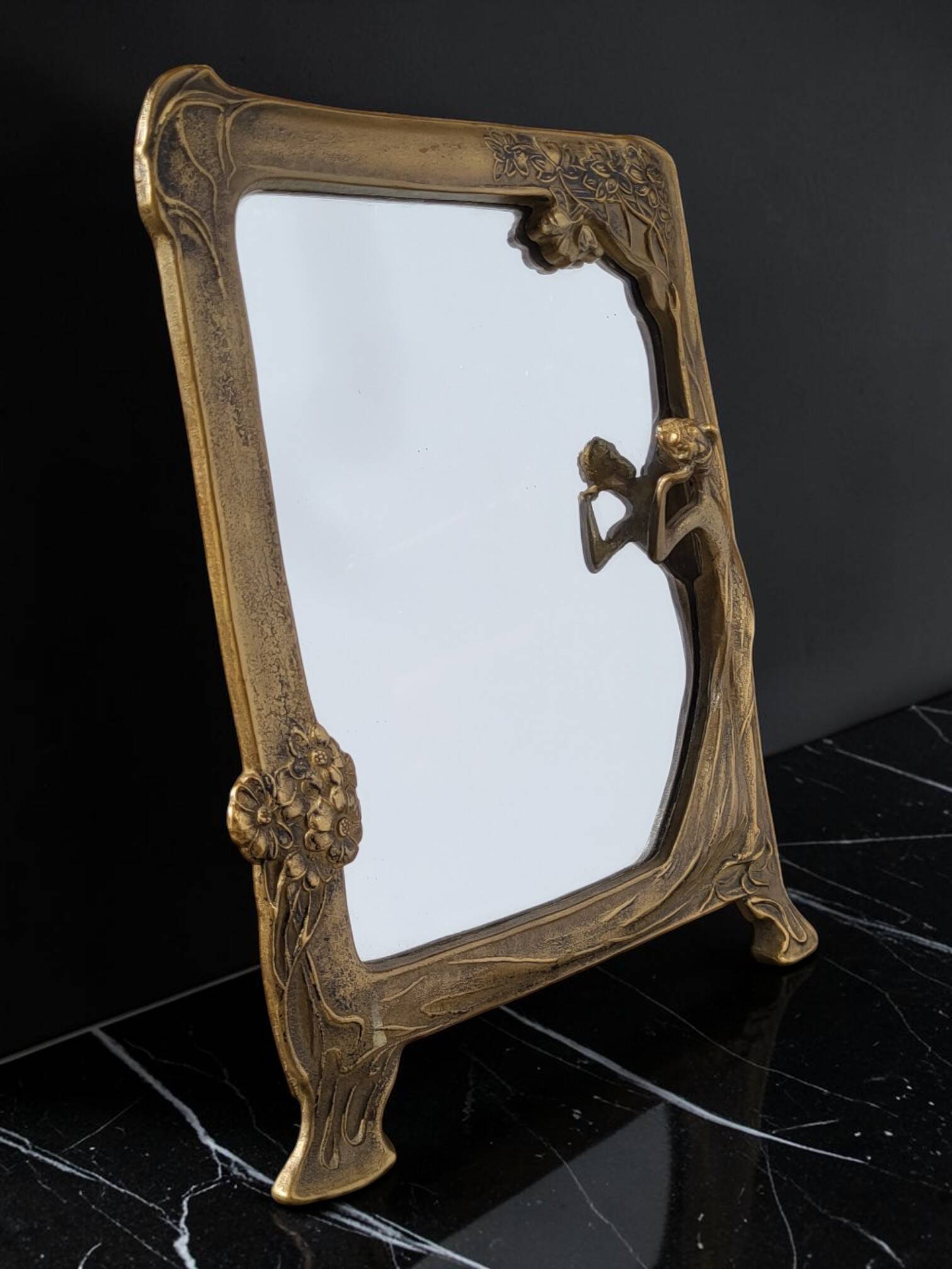 Art Nouveau table mirror, Pierre Bex, France, 1970s