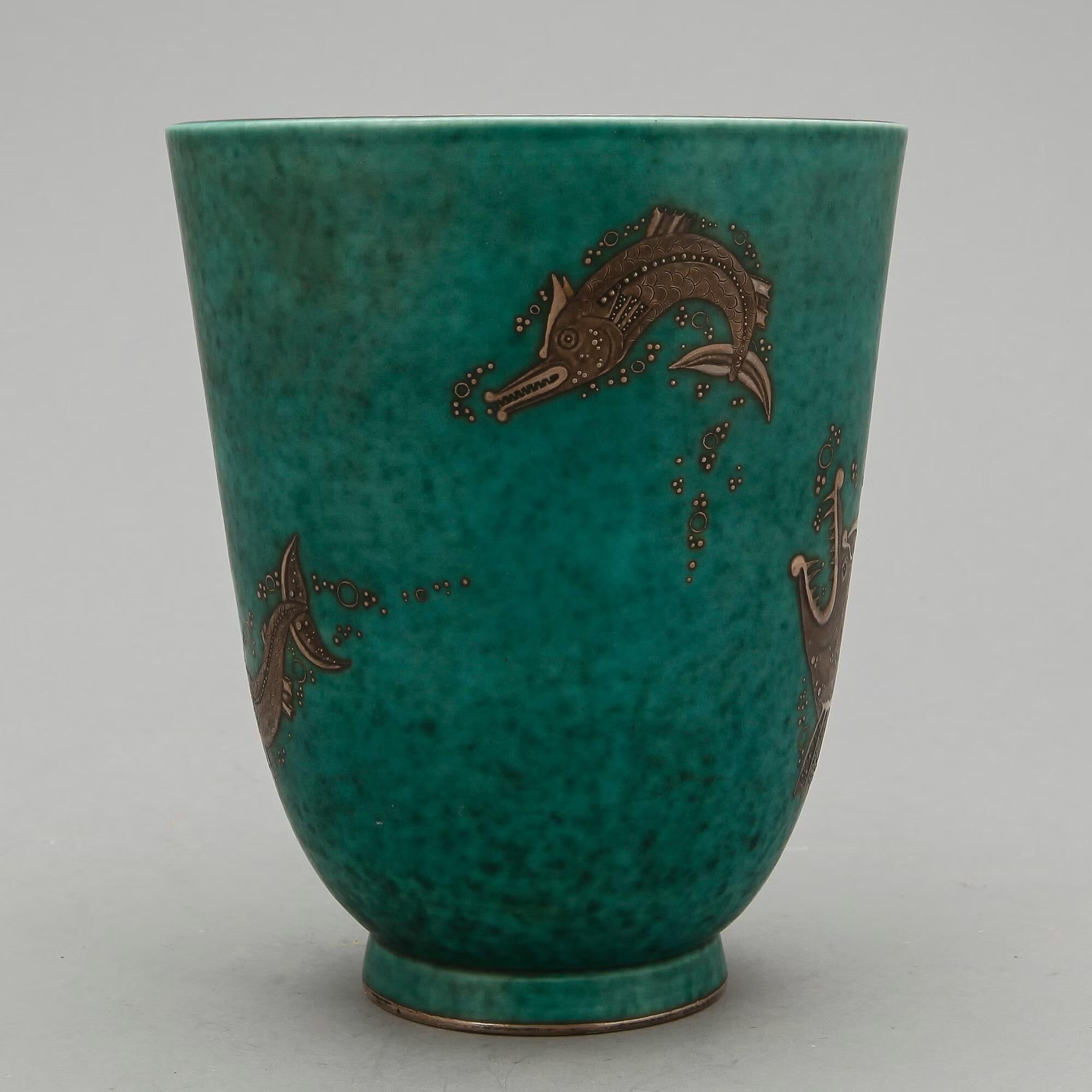 Wilhelm kage 'argenta' ceramic vase for gustavsberg sweden 1940s marked
