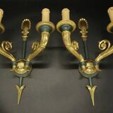 Pair of large Restoration style wall lights from Lucien GAU - bronze